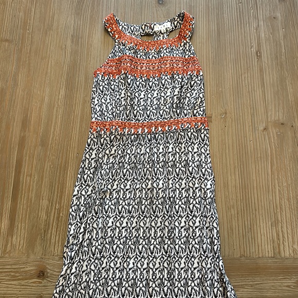 THML Jameson Embroidered Orange and Black Halter Maxi Dress - Picture 2 of 8